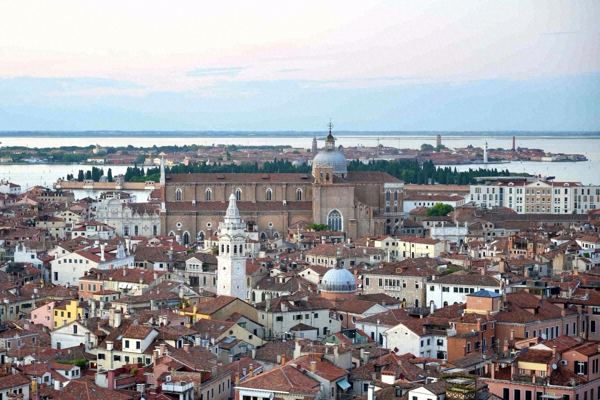 View over the rooftops of Venice towards the Basilica dei Santi Giovanni e Paolo